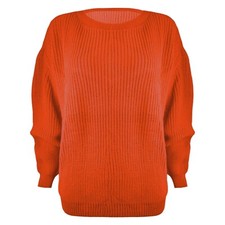 LADIES WOMENS CHUNKY BASIC KNITTED CASUAL COSY BAGGY WINTER JUMPER TOP SIZE S-XL