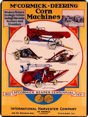 McCormick - Deering Corn Machines 9'' x 12'' Metal Sign