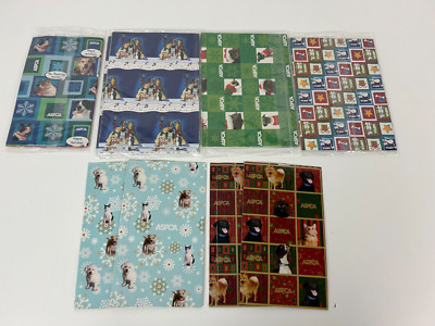 Vintage Christmas Holiday Wrapping Paper LOT ASPCA Puppy Dogs Kitty Cats Kittens