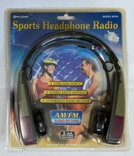 Headphones Lenoxx AM FM Sports Headphone Radio Model 885M Grey Purple VTG NIB