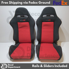 Set Of 2 Reclinable Slider Seats For Recaro Seat Black And Red Rails Slider
