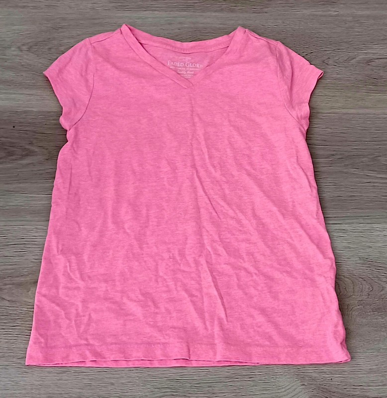 Faded Glory Girls Pink Short Sleeve Vneck TShirt Size Large (10/12)