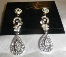 Mariell 3470E Gorgeous Inlaid Crystal Pear Wedding Or Proms Earrings NEW