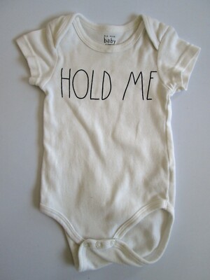 Rae Dunn 6-9 Months Baby Magenta “Hold Me” Bodysuit One Piece White 100%  Cotton