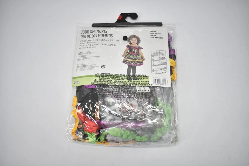 Traje Yourself Día de los Muertos Niña Esqueleto Calavera Vestido/Banda Infantil 0-6Mes Foto 4 de 4