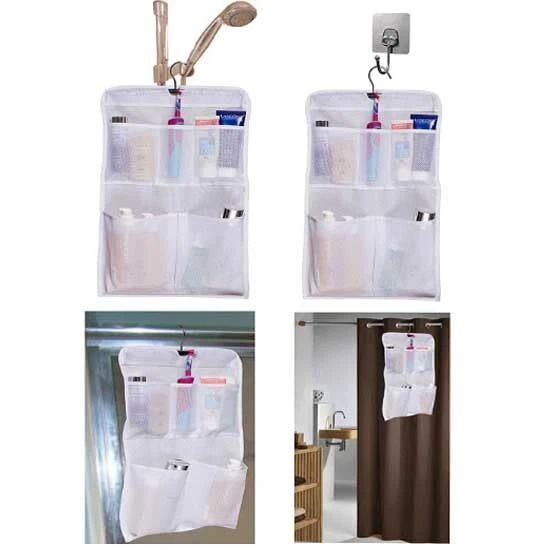 Roll Up Shower Caddy Organizer with 5 Pockets Hanging Bathroom Storage