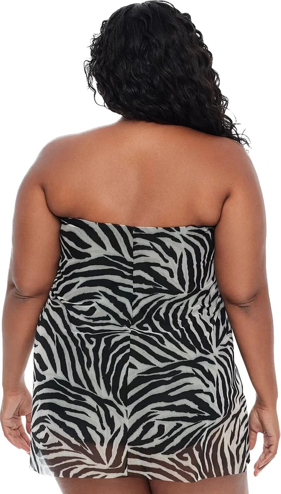 LAUREN RALPH LAUREN Talla Grande Estampado de Cebra Flyaway Una Pieza Talla Grande Cebra 22W Foto 2 de 3