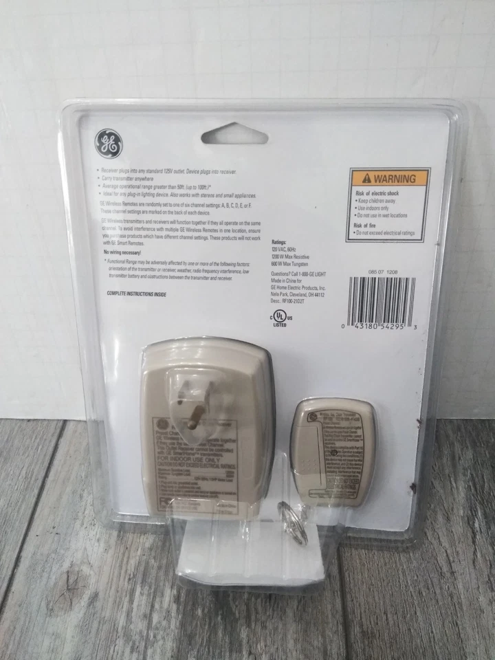 GE WIRELESS Indoor remote control outlet w/ key chain transmitter #RF100 - Image 3 of 4