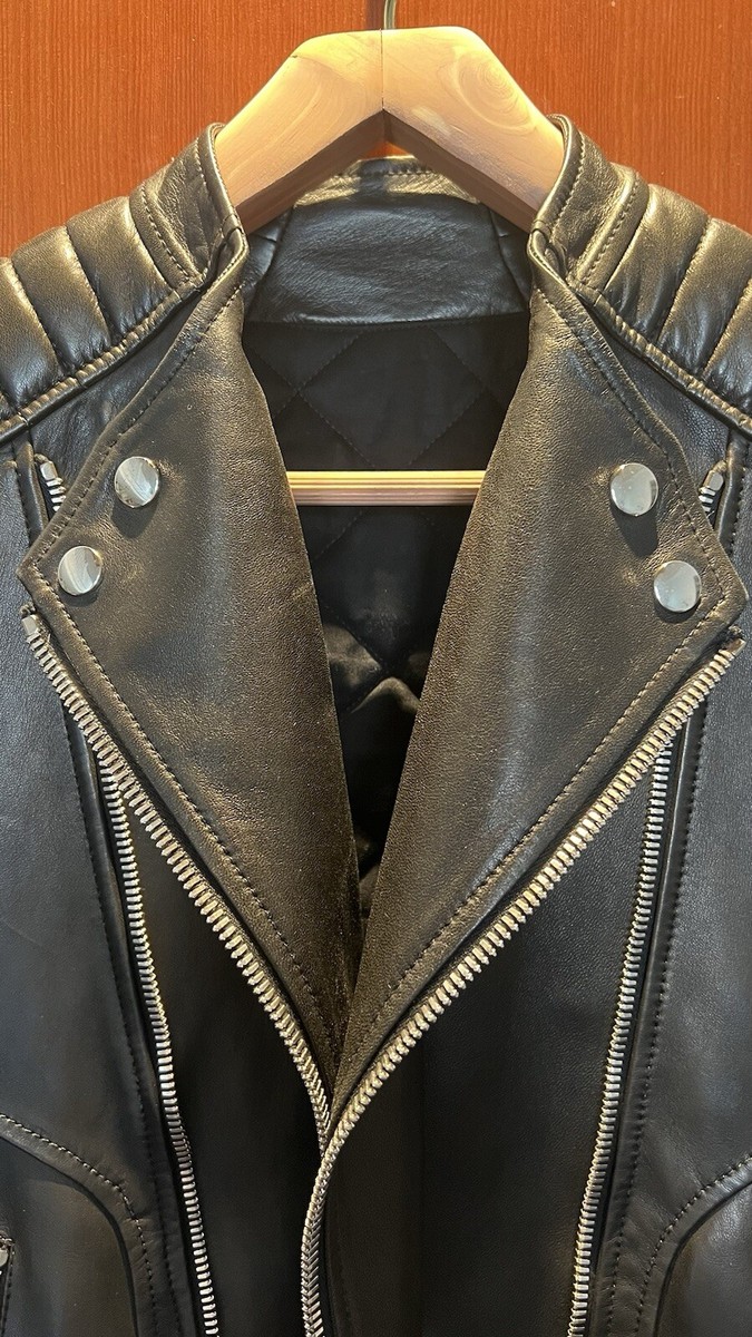 BALMAIN PARIS Iconic Overlong Padded Lamb Biker Jacket