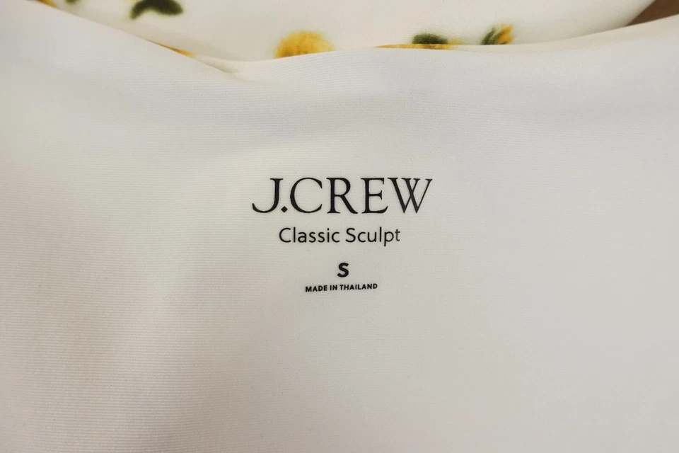 Parte inferior de bikini J Crew para mujer pequeña blanca amarilla floral soleada clásica esculpida nueva con etiquetas Foto 2 de 4