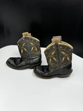 vintage Tex Tan of Yoakum black leather with cut outs, toddlers, cowboy boots 