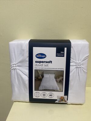 SilentNight Supersoft Bettwäscheset geknotet Biesen King Size 230x220cm weiß 