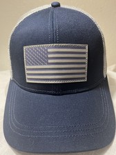 American Flag Hat Navy Blue Gray Mesh Snapback Trucker Cap