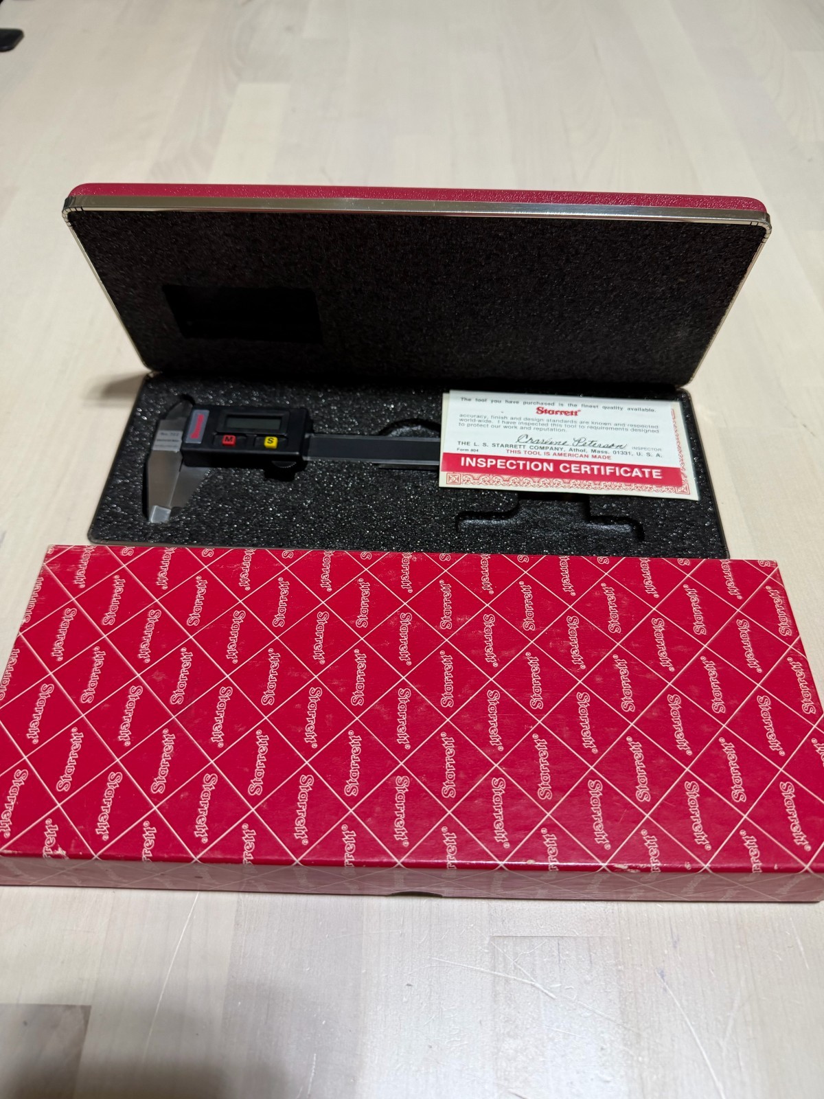 Vintage Starrett No. 722 Digital Caliper American Made Case Box Inspection Cert