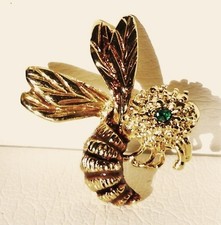 Broche fantaisie Vintage "Abeille" Ailes ouvertes Métal doré Fermeture sécurisée