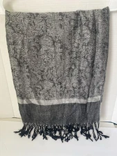 Pashmina  Black gray cream Wrap shaw Paisley