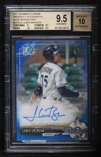 2017 Bowman Chrome Prospect Blue Refractor 47/150 Lewis Brinson BGS 9.5 Auto 7m3