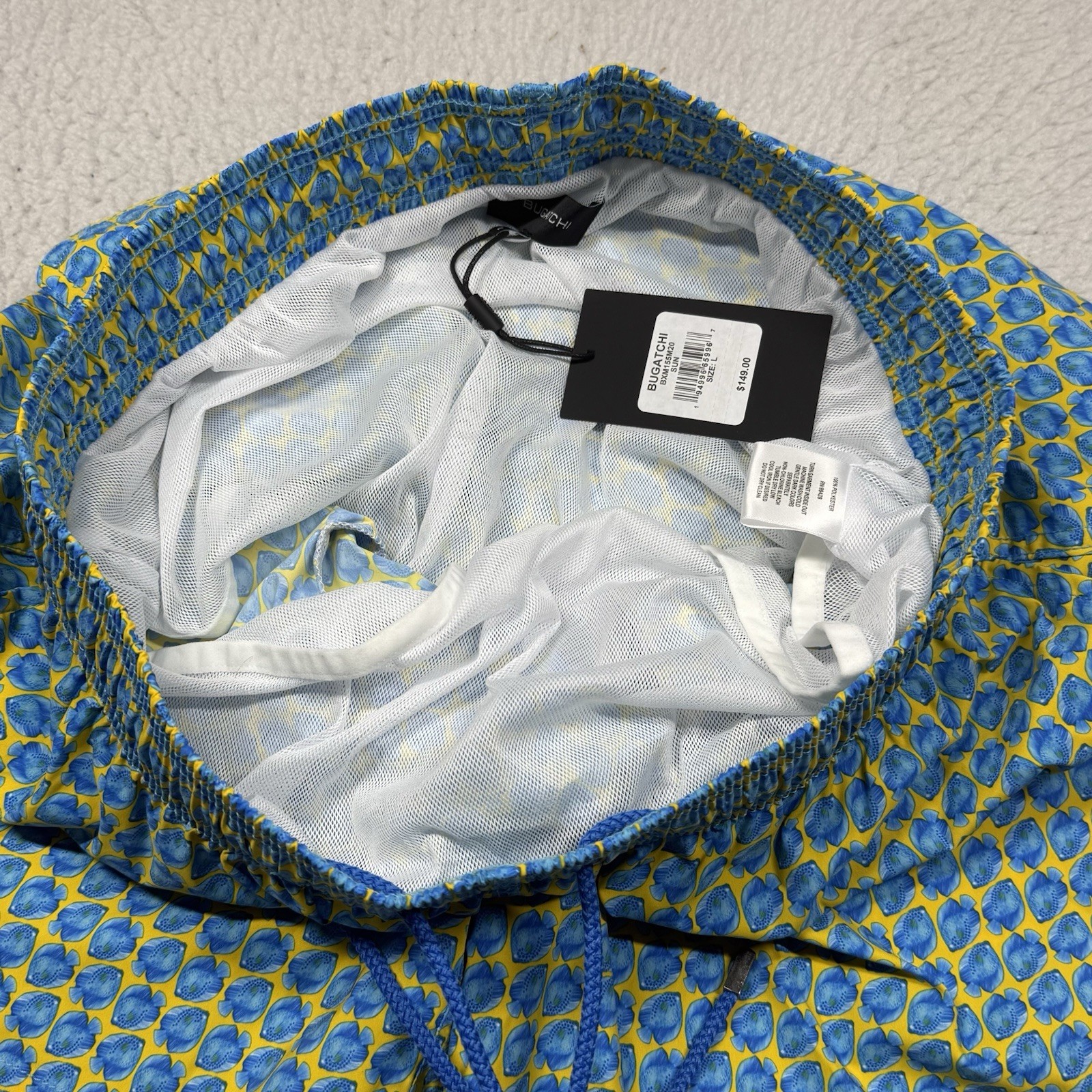 Bugatchi Blue Cosmo Fish Drawstring Swimwear Swim… - image 5