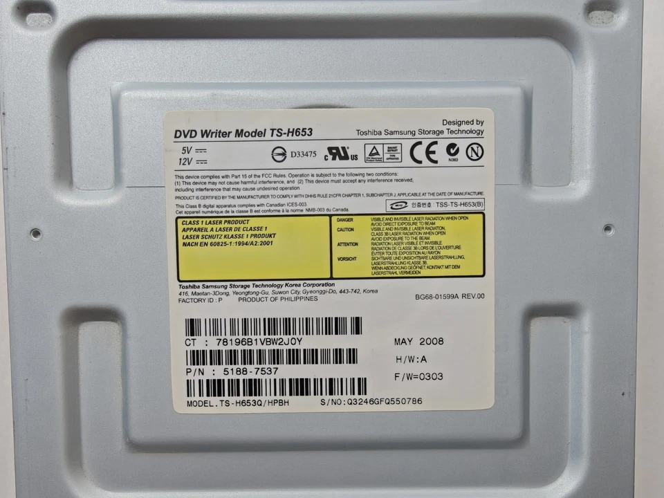 Unidad de grabadora de DVD SATA Toshiba Samsung TS-H653 CD DVD±RW Foto 3 de 4