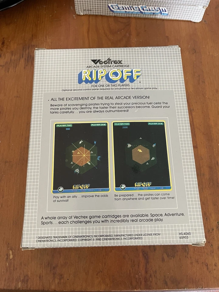 1982 GCE VECTREX RIP OFF CIB COMPLETE CART BOX MANUAL & OVERLAY - Image 2 of 4