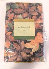 Thanksgiving Tablecloth Vinyl Leaf Orange Brown Fall Colors Brand New