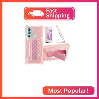 Aroepurt Case for Tecno Pop 6 Phone Case Stand Cover [with Tempered Glass Screen