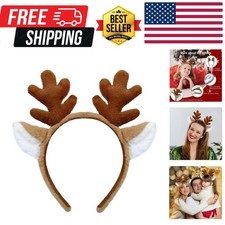Reindeer Antlers Headband - Animal Ears Headbands Fluffy Realistic Deer Antle...