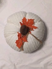 Pumpkin Pillow, Cream, Orange, Brown Fall Autumn 15" X 15" B14