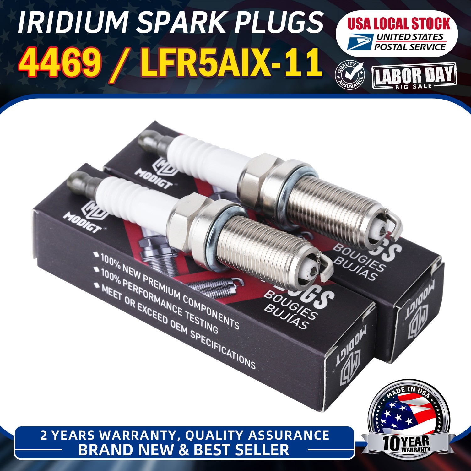 For NGK LFR5AIX-11 #4469 Set of 2 Premium Automotive Iridium Spark Plugs OEM