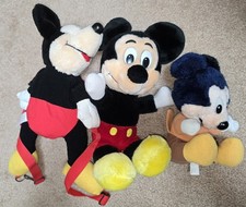 Disney Mickey Mouse Plush And Backpack Lot of 3 Vintage Disneyland Disney World