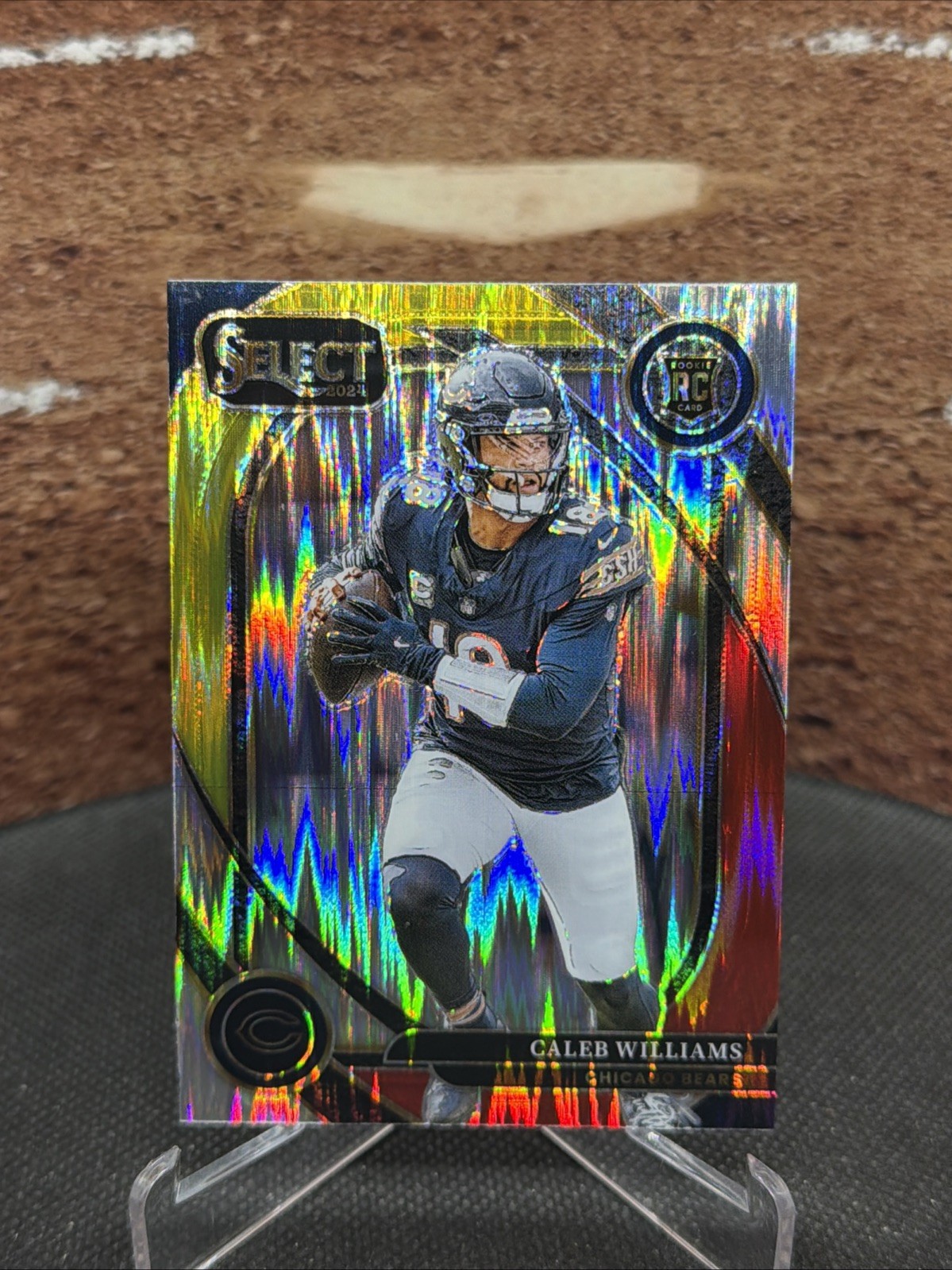 2024 Panini Select - Caleb Williams #216 (RC) Red & Yellow Shock Prizm Parallel