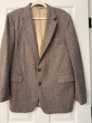 Vintage Christopher Hayes Wool Tweed Blazer Brown Herringbone Jacket Oversized X