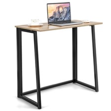 Folding Computer Desk Study Writing Workstation No Assembly Required Walnut