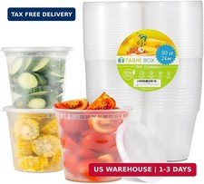 24 oz-30 Sets Plastic Deli Disposable Food Storage Containers With Airtight Lids