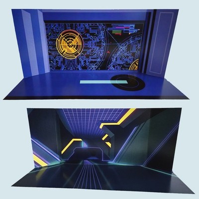 TRON City Plaza Sark's Bridge custom Backdrop 2 Pack for Tomy ReAction figures