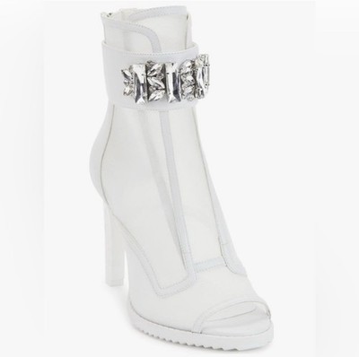 Karl Lagerfeld Paris Women's Bootie Blayze Clear/Bright White Mesh Size 9M