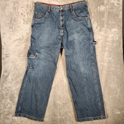 Bugle Boy Carpenter Jeans Mens 40x30 Vintage Wide Leg Cargo Utility HEEL BITES