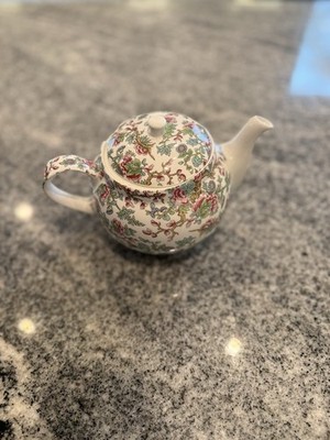 St George Bone China Chatsford Strainer Tea Pot Floral Glossy w/ Lid England