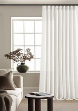 90 Inches Long Linen Curtains 60 Inch 60"W x 90"L Pack of 1 , Beige White