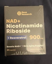 80 Capsules Nicotinamide Riboside and Resveratrol NAD+ Supplement 900mg Sealed