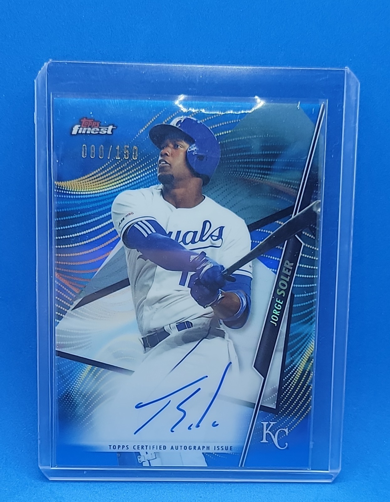 2020 Topps Finest -Autographs Jorge Soler #FA-JSO Blue Refractor /150 (L21)