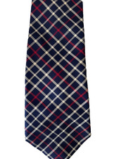 Brooks Brothers Makers 3"x52" Luxury Necktie Pure Silk USA Made Blue Red Plaid