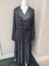 Uniqlo Chiffon Pleated Dress Long Sleeve Blue  Praire Cottage Boho Maxi Size S