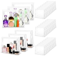 60 Pieces Plastic Mini Clear Makeup Bag Small Clear Zipper Pouches Waterproof...