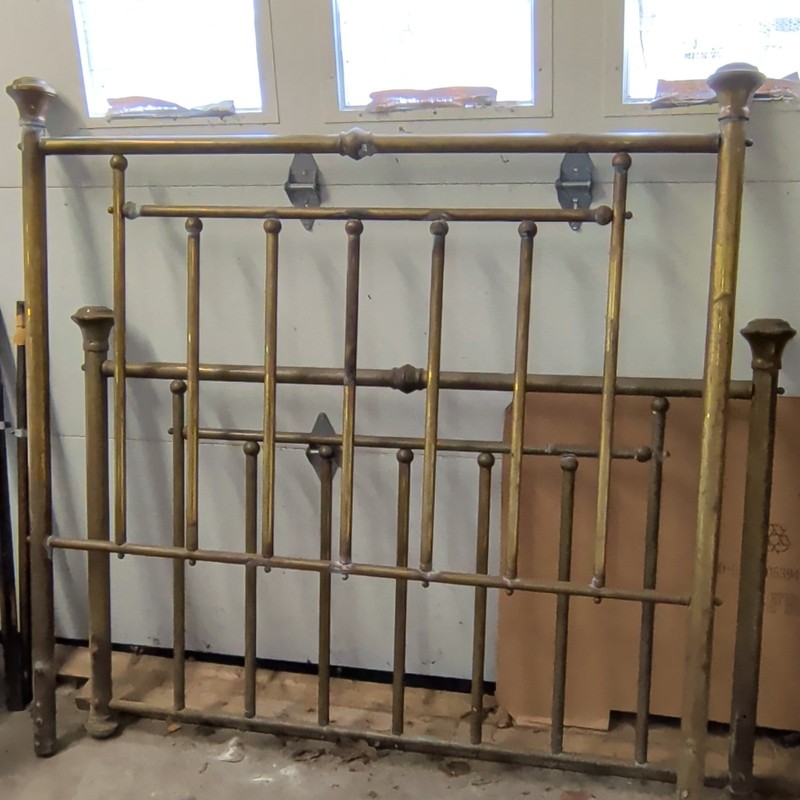 Vintage Antique Finish Gold/Brown Metal Full Bed Frame Headboard & Footboard