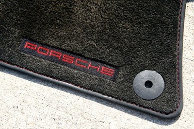 Porsche Cayenne 958 (2011-18) OEM Black Velour Floor Mats w/ Red Stitching Rare!