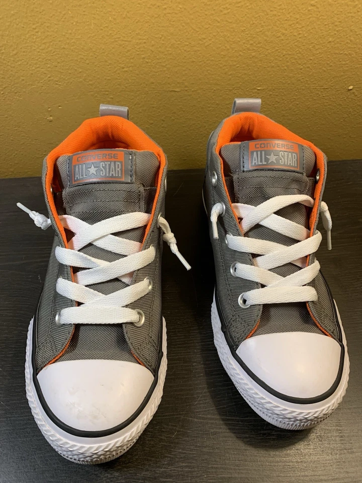 Zapatilla deportiva Converse Chuck Taylor All Star para jóvenes niños niñas talla 3 gris naranja Foto 3 de 4