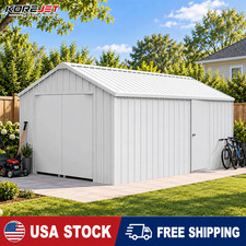 12' x 20' Heavy Duty Metal Storage Shed Steel Building w/ Side Door White