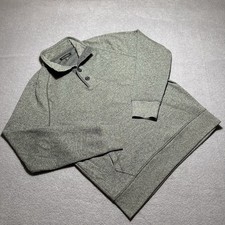 Banana Republic Mens Gray Button Mock Neck Sweater Large Cotton Button