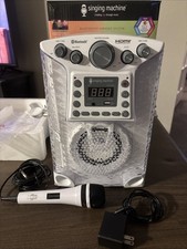 The Singing Machine SML633 Bluetooth CD Karaoke System White HDMI No Microphone